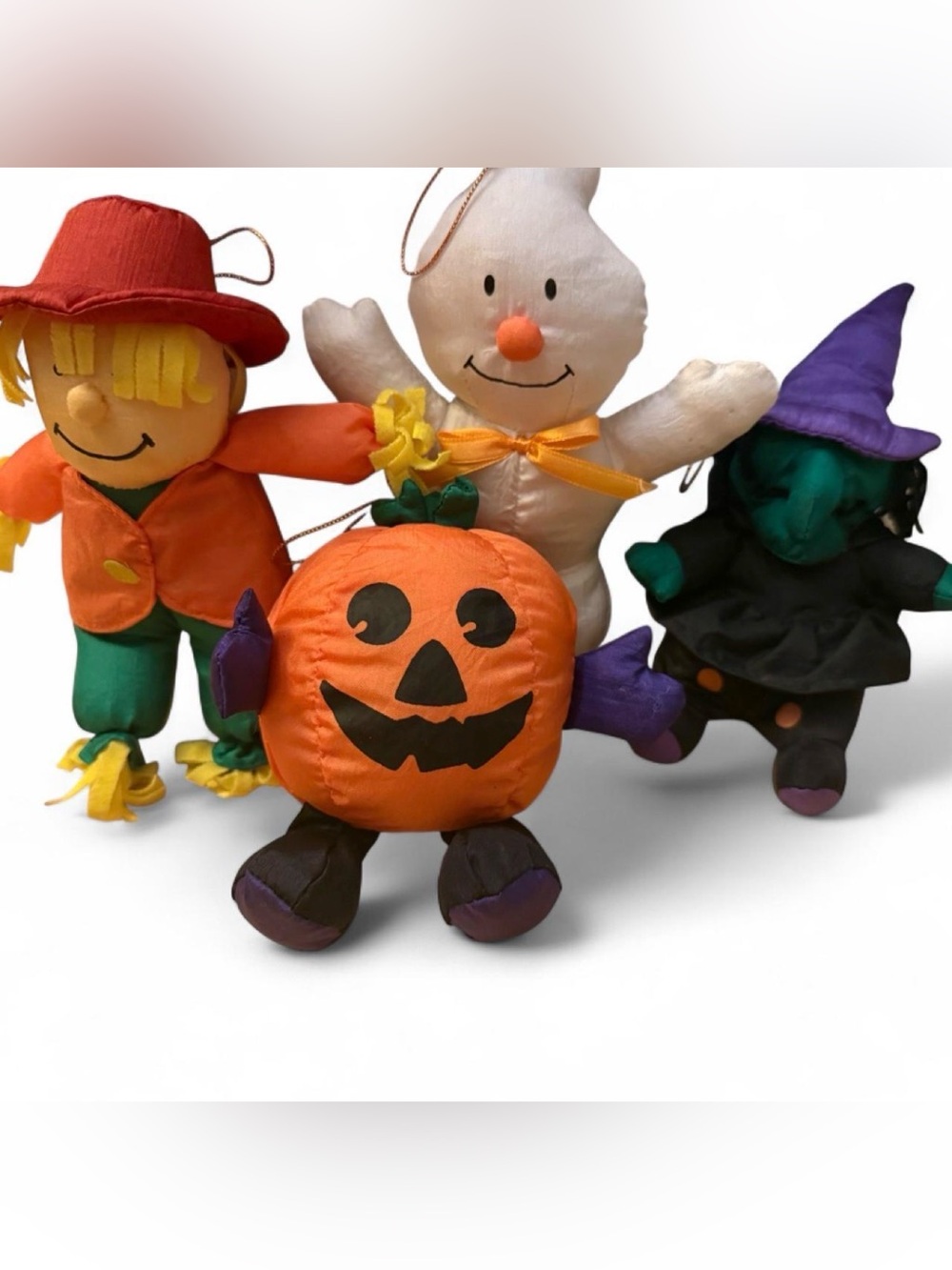 Vintage 1997 Gibson Greetings Halloween Plush Lot Witch Pumpkin Ghost Scarecrow